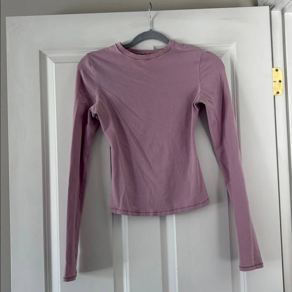 Skims Cotton Jersey Long Sleeve T-Shirt Pink Dust Small - Picture 1 of 3